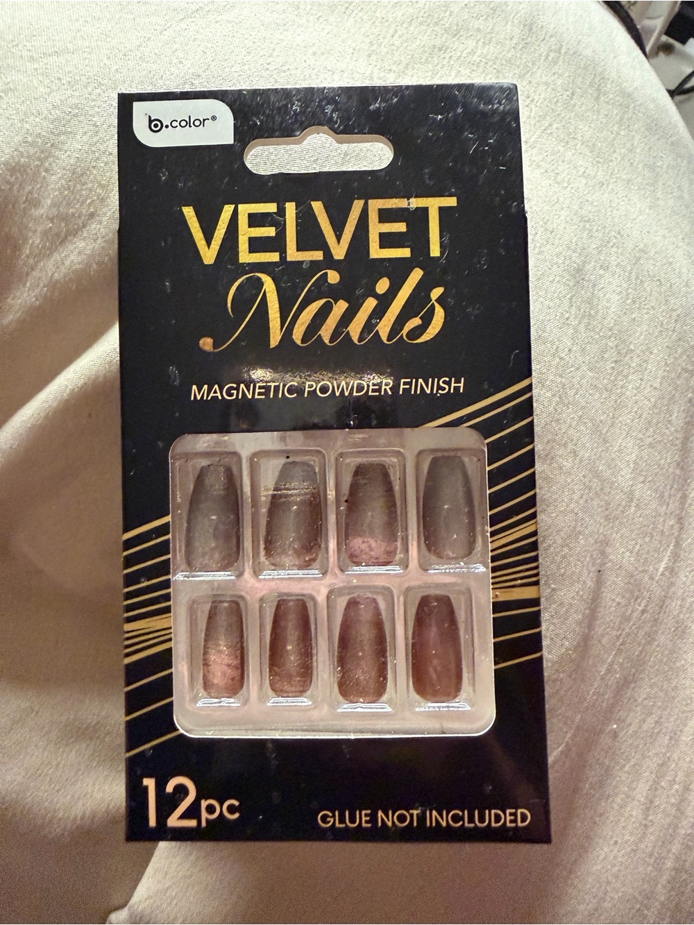 Velvet Nails Magnetic Powder Finish False Nail Set - Brown